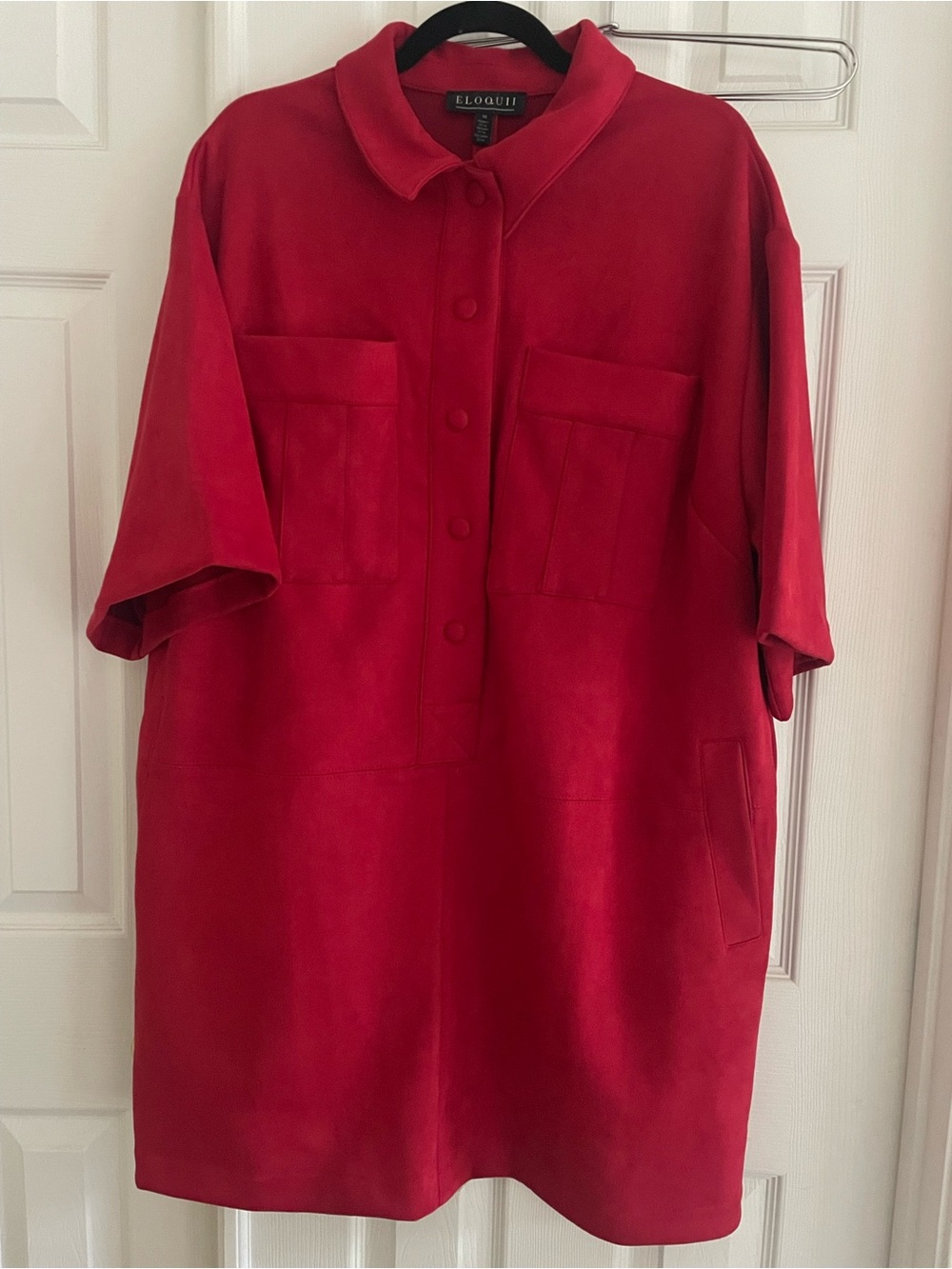 ELOQUII Vibrant Red Faux Suede Dress